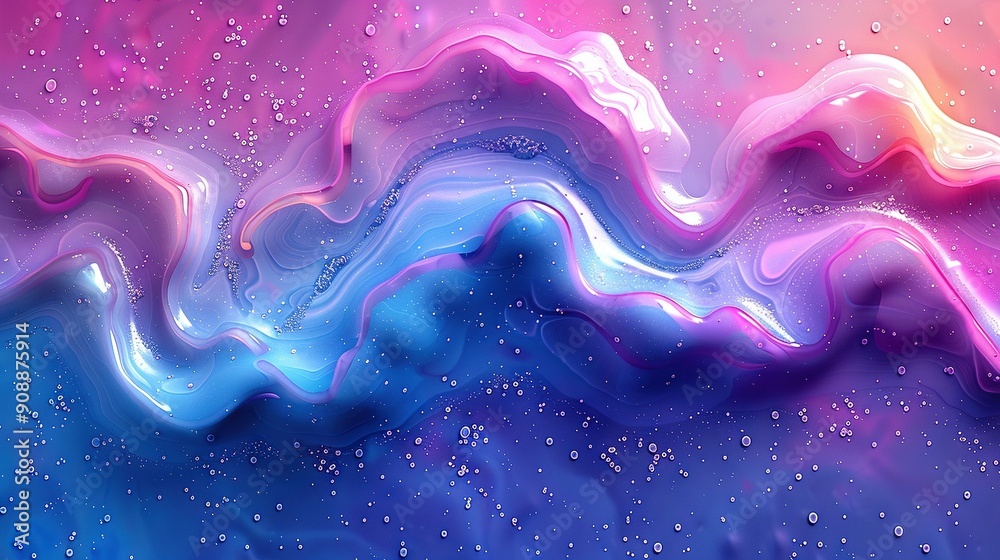 A tri-hued abstract art piece featuring droplets cascading from the top A tri-hued abstract art piece featuring droplets cascading from the top