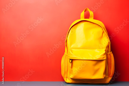 school bag on background space for text