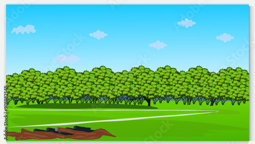 Mountain , Blue Sky reflecting on a lake water  beautiful landscape background , vector design illustration . Landscape, Illustrated with Hills or Mountains, Lake Water,, Blue Background. Nature