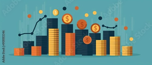 Earned value management chart, performance metrics, flat design illustration photo