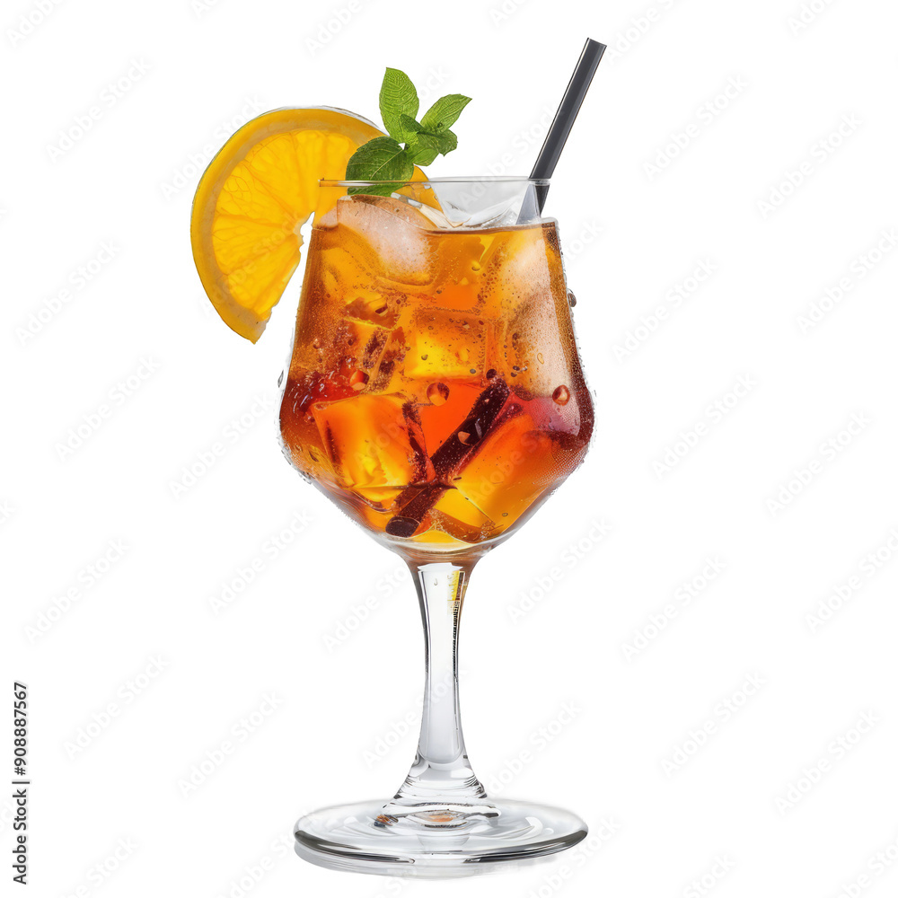A glass of orange juice with a straw in it A glass of orange juice with a straw in it