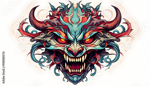 Tribal Gargoyle Tattoo lowbrow surrealist illustratration