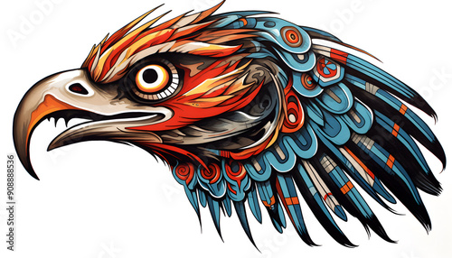 Tribal Hawk Tattoo lowbrow surrealist illustratration  photo