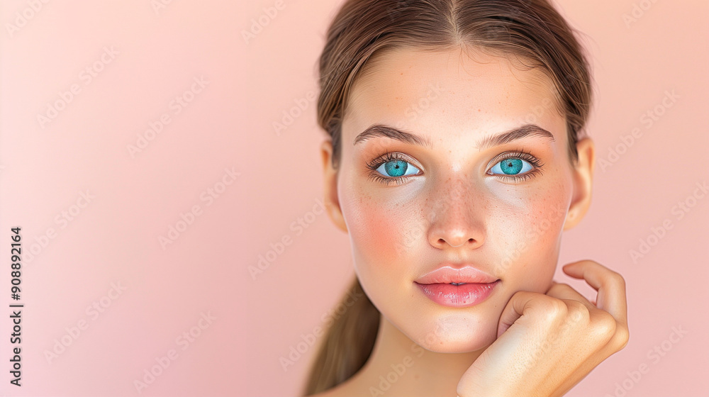 Woman Portrait with Stunning Beauty and Vibrant Blue Eyes. Captivating Close-Up Image of a Beautiful Young Woman Showcasing Flawless Skin and Expressive Features Woman Portrait with Stunning Beauty and Vibrant Blue Eyes. Captivating Close-Up Image of a Beautiful Young Woman Showcasing Flawless Skin and Expressive Features