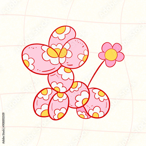 Preppy Balloon Dog Clipart, Coquette Balloon Animal Clipart, Party, Y2K Room Decor, retro balloon dog, Coquette clipart , coquette bow, bubble dog clipart	