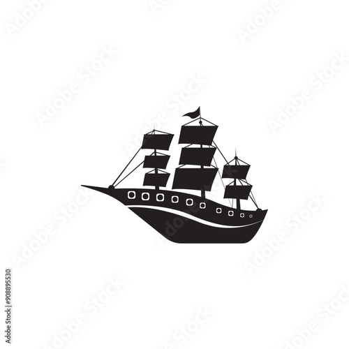 Ship Logo, Ocean Transport Vector, And Cruise Ship, Cargo, Logistics, Sailing School, Speedboat