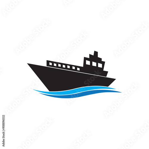 Ship Logo, Ocean Transport Vector, And Cruise Ship, Cargo, Logistics, Sailing School, Speedboat