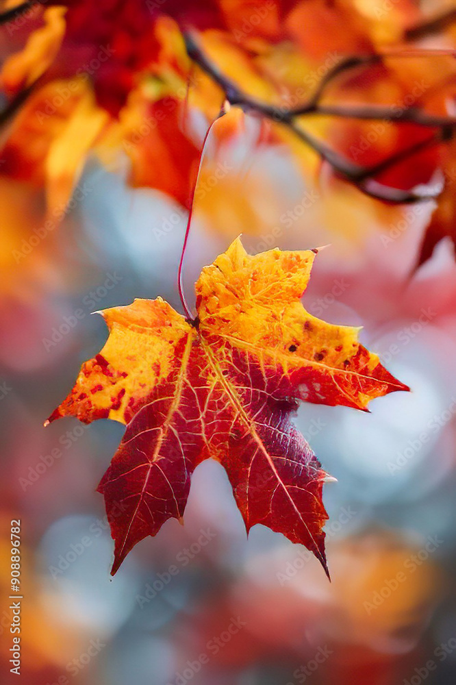 Obraz premium colorful fall leaves, red, orange, fall background