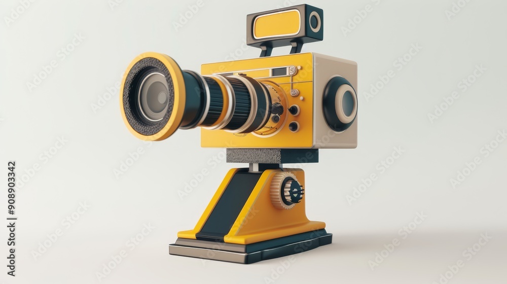 Movie camera, icon 3d art design illustration on a white background. Movie camera, icon 3d art design illustration on a white background.