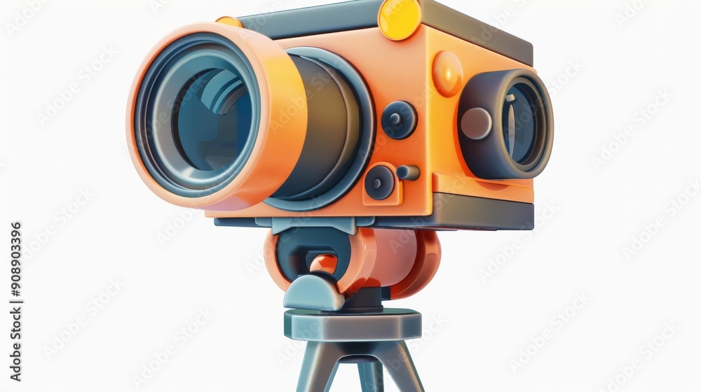 Movie camera, icon 3d art design illustration on a white background. Movie camera, icon 3d art design illustration on a white background.