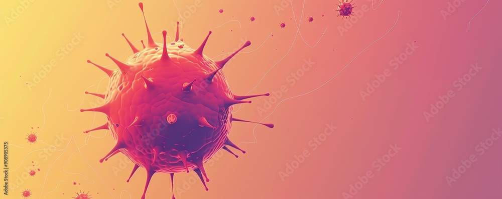Virus, microscopic view with spikes, flat design illustration Virus, microscopic view with spikes, flat design illustration