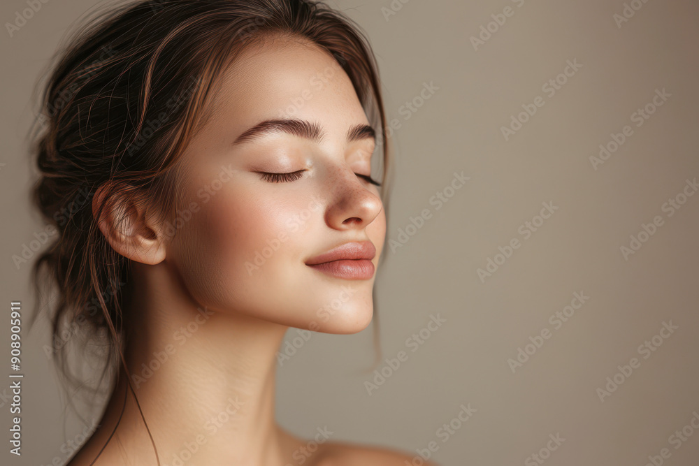 A close up of a girl's face with her eyes closed A close up of a girl's face with her eyes closed