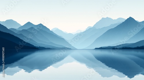 Mountain Range Reflected in Still Water