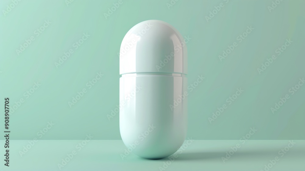 3D drug container, sleek and modern, flat design illustration