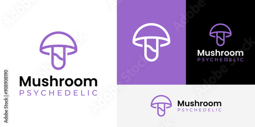 Simple Psychedelic Mushroom Liquid Tube Test Lab Logo Design Branding Template