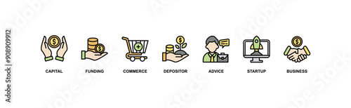 Angel investor banner web icon vector illustration concept of business angel, informal investor, investment founder with icon of capital, funding, commerce, depositor, advice, startup and business