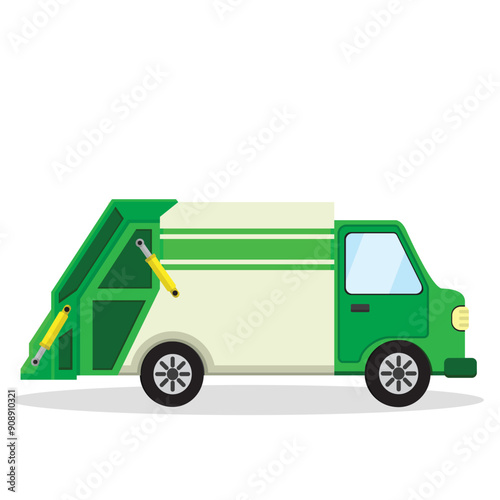 garbage truck concept illustration, flat style vector illustration.