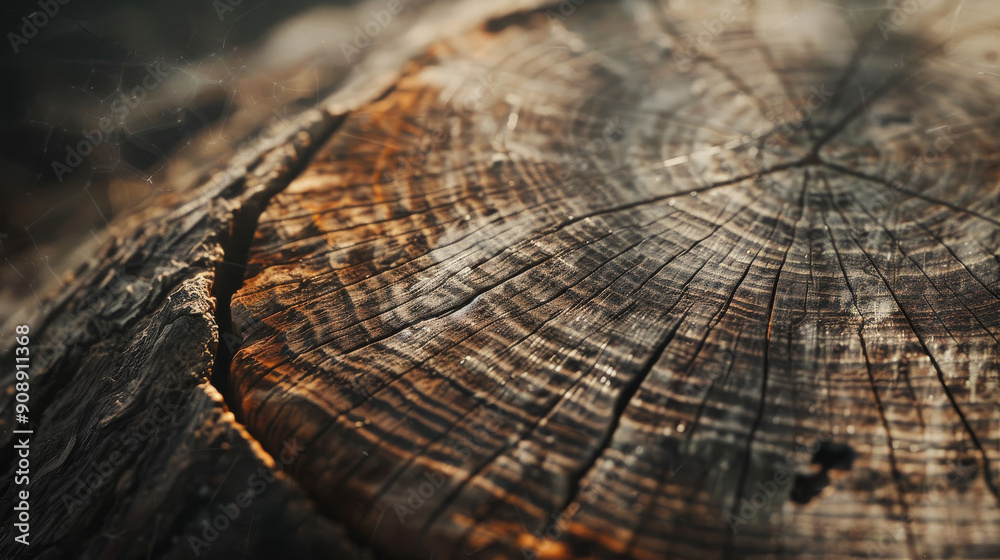 A sunlit tree stump displaying rich rings and cracks, emphasizing nature’s intricate design and the passage of time. A sunlit tree stump displaying rich rings and cracks, emphasizing nature’s intricate design and the passage of time.