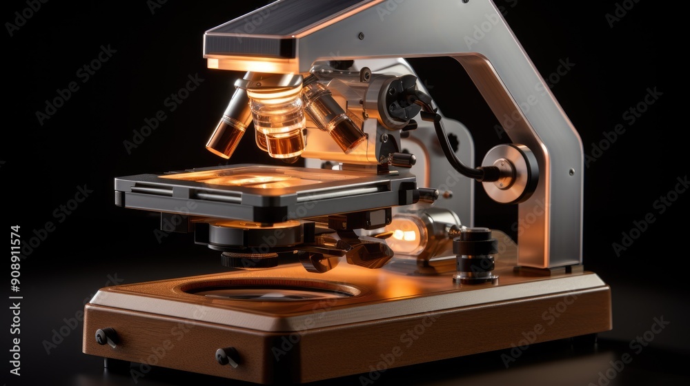 Lab microscope with a high-tech, illuminated slide Lab microscope with a high-tech, illuminated slide
