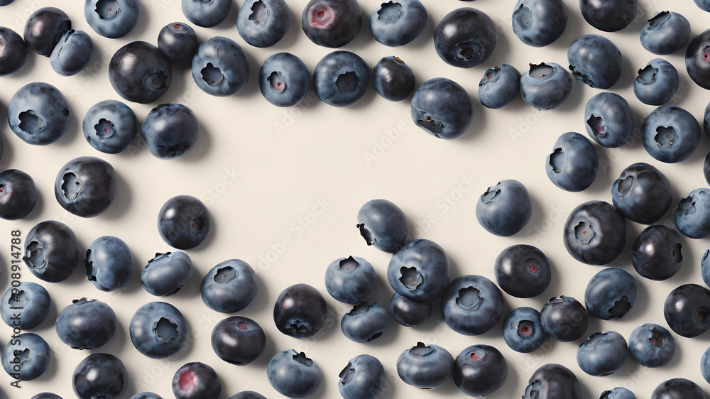 Frame made of blueberries, space for text. Generative AI Frame made of blueberries, space for text. Generative AI