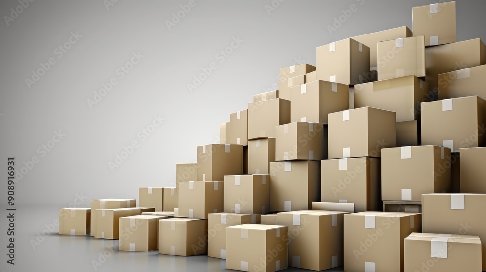 A neatly stacked pile of cardboard boxes on a plain background, symbolizing moving or storage organization. A neatly stacked pile of cardboard boxes on a plain background, symbolizing moving or storage organization.