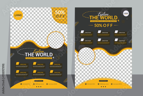 Travel Flyer or Poster Template design layout, Travel agency flyer vector posters for business.	