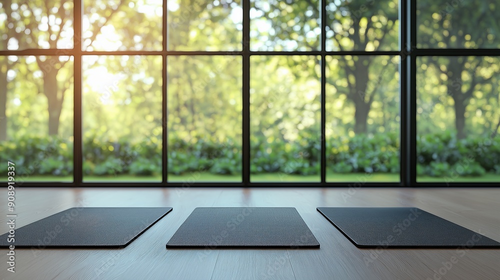 yoga mats on the floor in front of large window yoga studio yoga mats on the floor in front of large window yoga studio