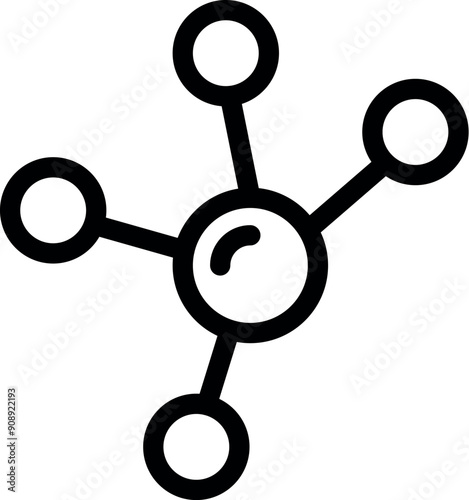 Simple icon of a molecule, representing chemical bonds and atoms