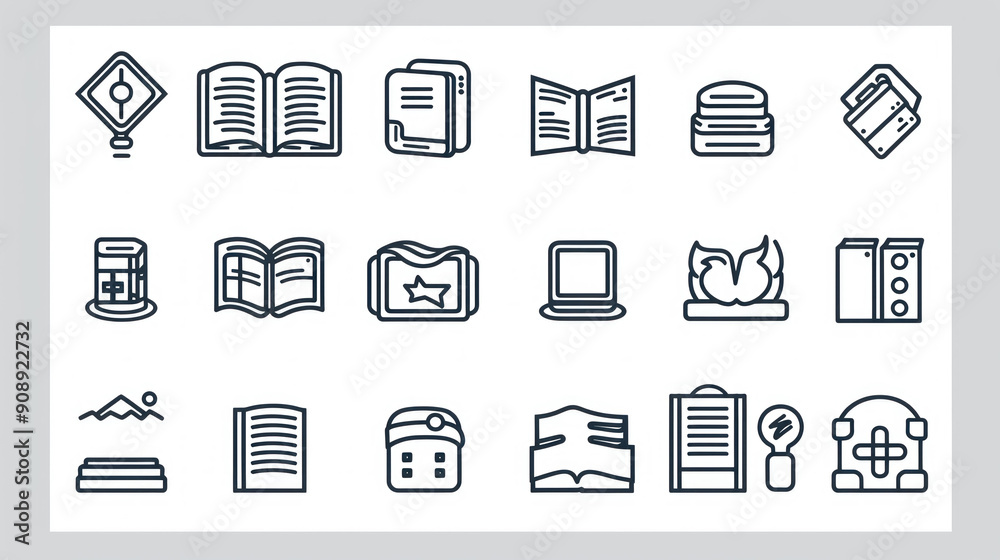 A minimalist vector icon set random journal books isolated white background A minimalist vector icon set random journal books isolated white background
