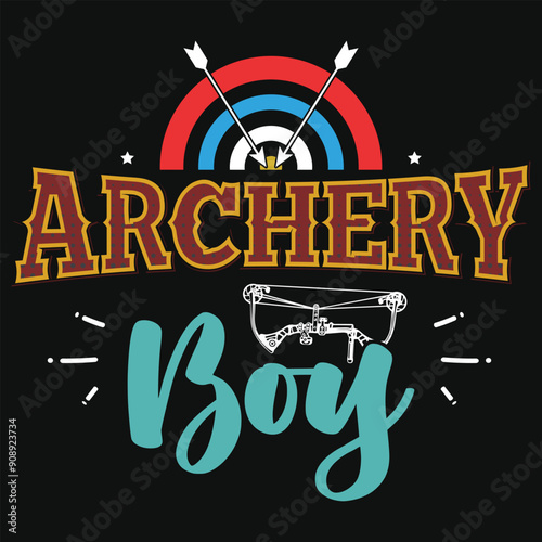 Archery boy typography tshirt design