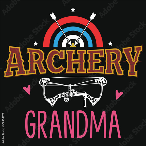 Archery grandma typography tshirt design