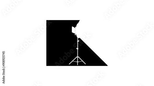 photo studio lamp, black isolated silhouette