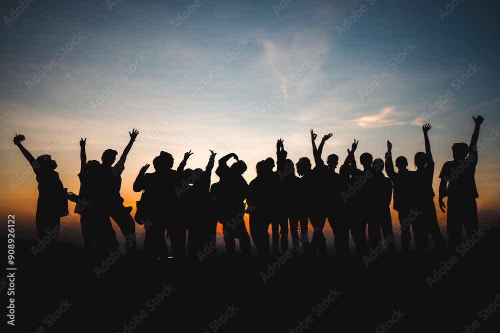 Epic Adventure at Sunset, Silhouetted people trekking Mountain Peaks, Embracing Nature's Freedom and Success in Hiking, Sunrise to Sunset Journey, Extreme Sports Lifestyle, Beautiful Landscapes Epic Adventure at Sunset, Silhouetted people trekking Mountain Peaks, Embracing Nature's Freedom and Success in Hiking, Sunrise to Sunset Journey, Extreme Sports Lifestyle, Beautiful Landscapes