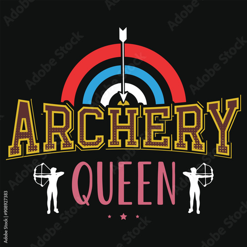 Archery queen typography tshirt design
