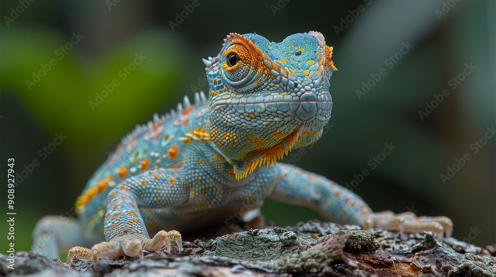 Fototapeta premium chameleon on a branch forest