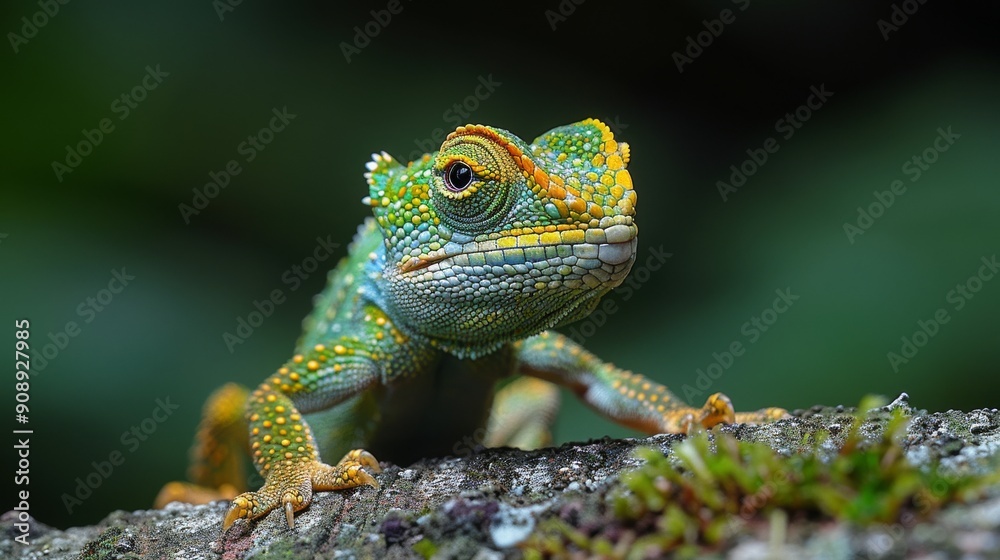 Obraz premium chameleon on a branch forest