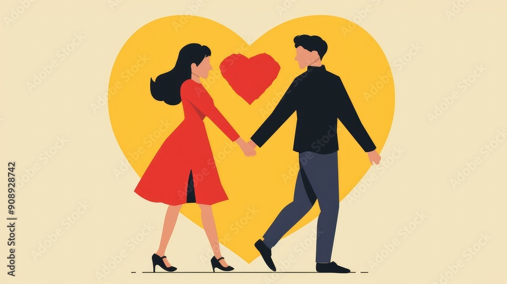 Cartoon characters of a couple in love. Vector Stock Illustration Cartoon characters of a couple in love. Vector Stock Illustration