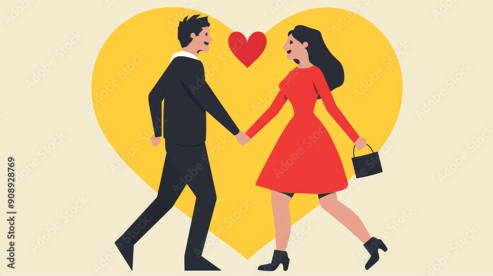 Cartoon characters of a couple in love. Vector Stock Illustration Cartoon characters of a couple in love. Vector Stock Illustration