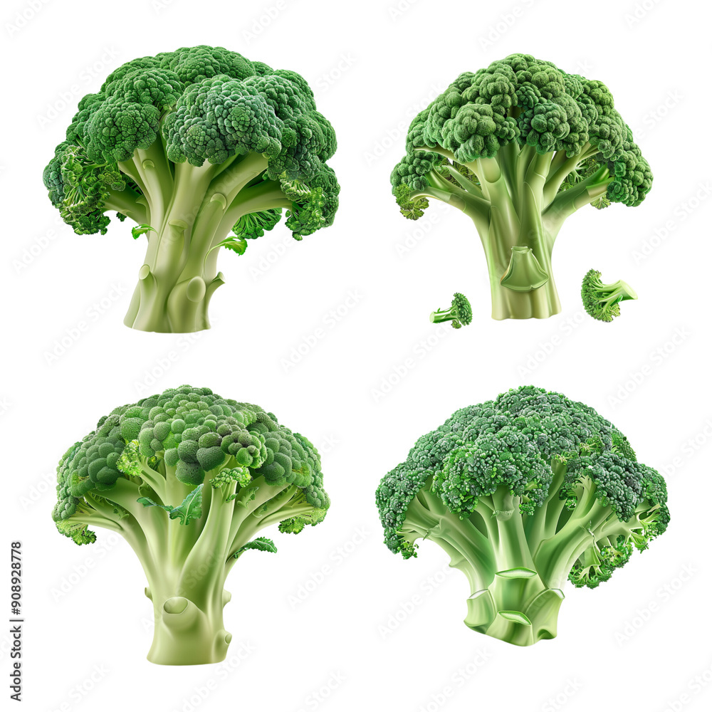 Broccoli collection broccoli standing upright isolated on white background. Broccoli collection broccoli standing upright isolated on white background.