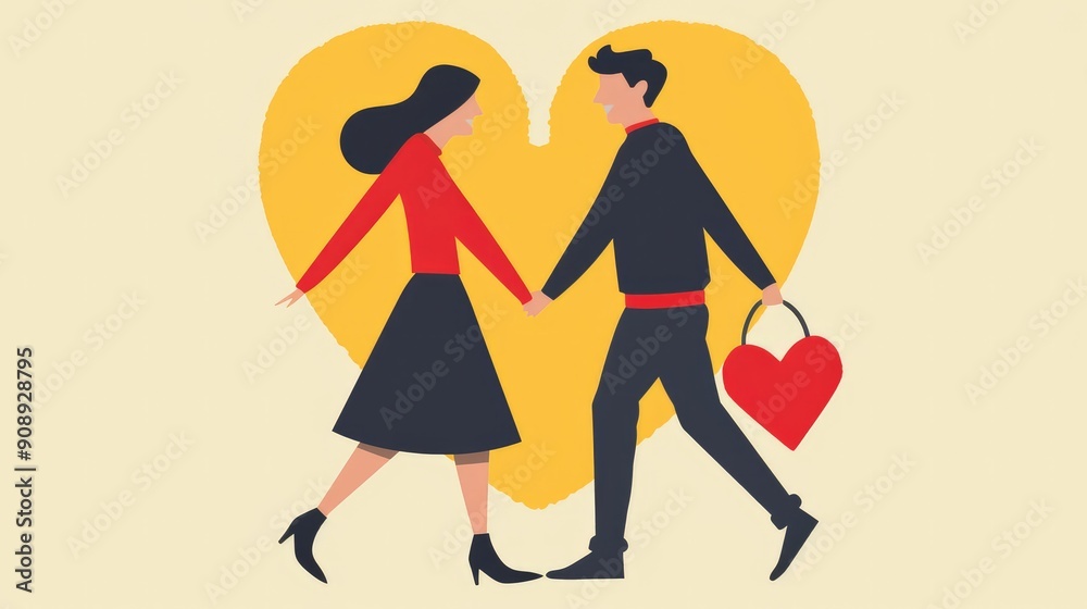 Cartoon characters of a couple in love. Vector Stock Illustration Cartoon characters of a couple in love. Vector Stock Illustration