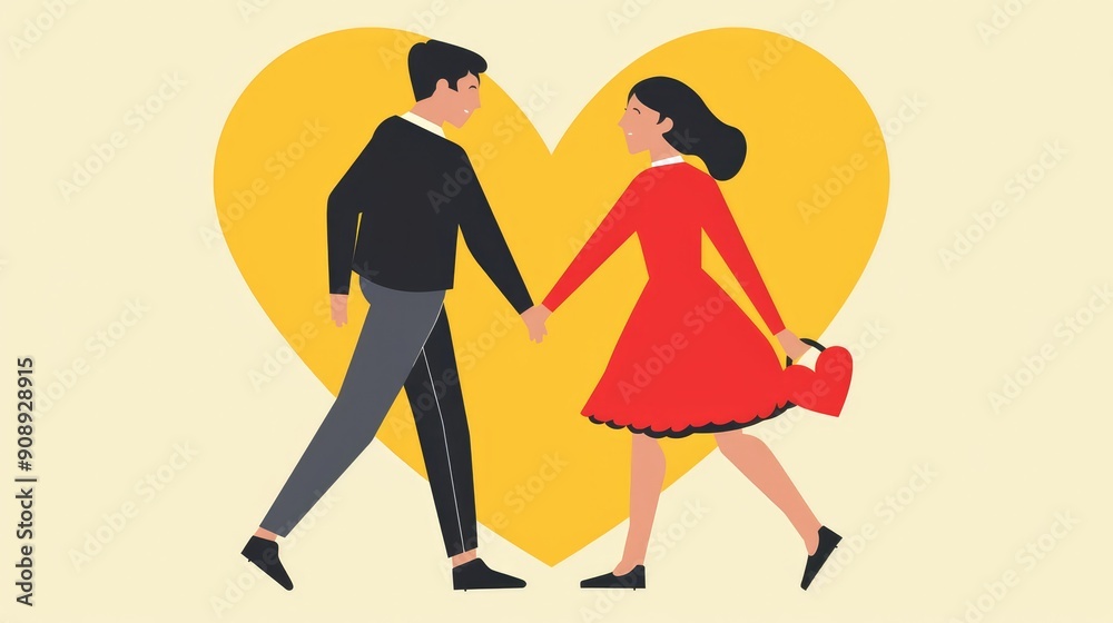Cartoon characters of a couple in love. Vector Stock Illustration Cartoon characters of a couple in love. Vector Stock Illustration