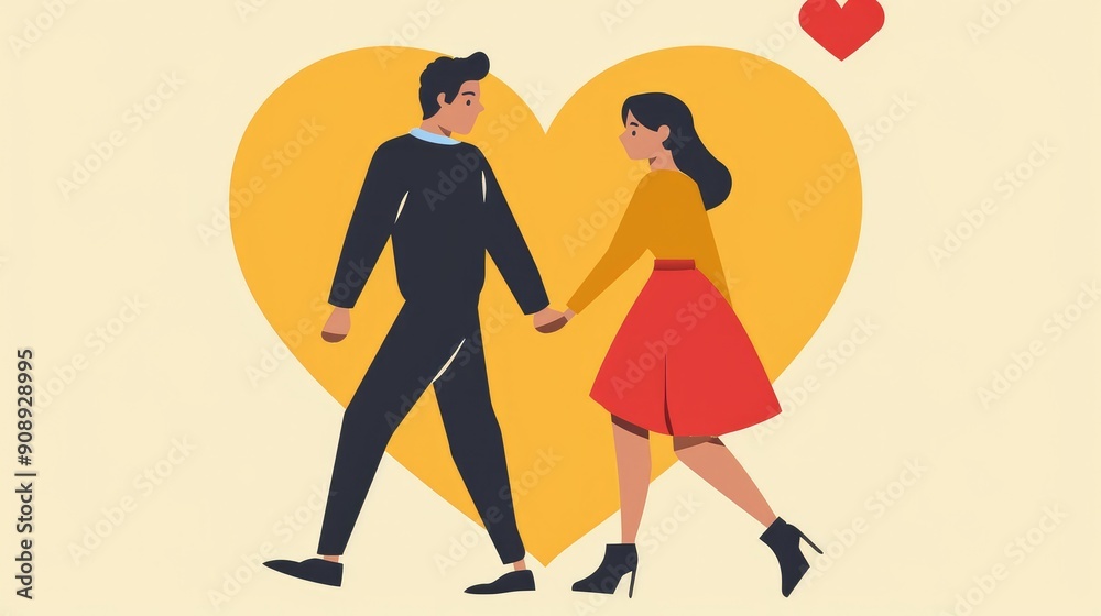 Cartoon characters of a couple in love. Vector Stock Illustration Cartoon characters of a couple in love. Vector Stock Illustration