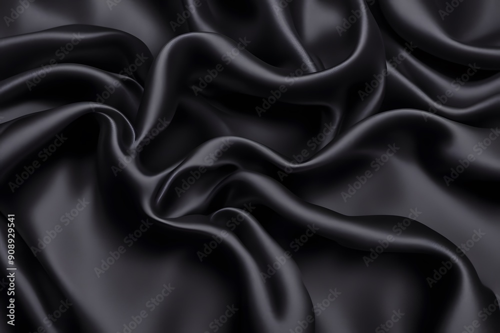 A classic black silk fabric with an elegant deep shine, AI Generated A classic black silk fabric with an elegant deep shine, AI Generated