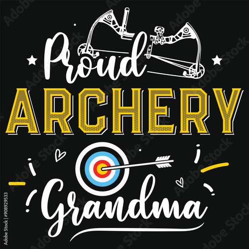 Proud archery grandma typographic tshirt design