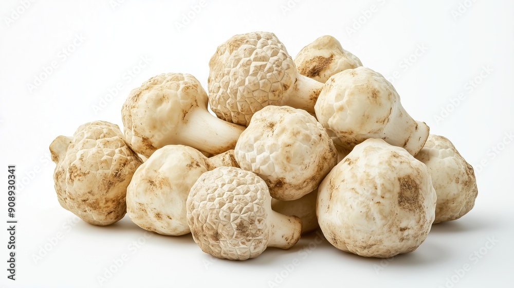 pile of white truffles, mushrooms on a white background pile of white truffles, mushrooms on a white background