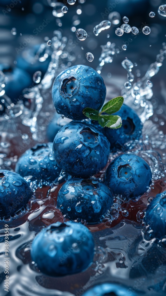 blueberries in water splashing blueberries in water splashing