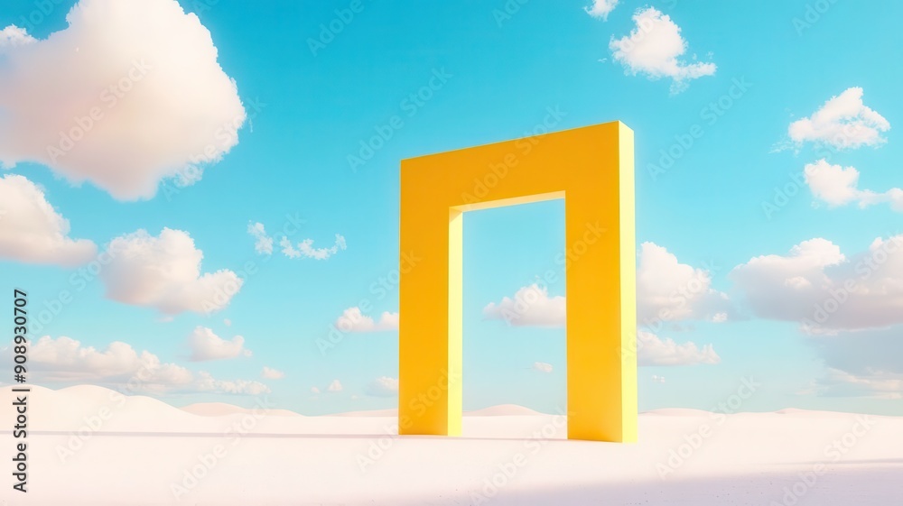 A vibrant yellow arch structure against a serene sky, symbolizing opportunity and creativity in a digital landscape. A vibrant yellow arch structure against a serene sky, symbolizing opportunity and creativity in a digital landscape.