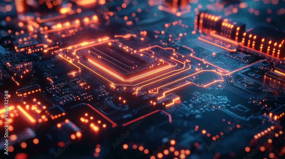 Abstract Circuit Board With Glowing Lines Abstract Circuit Board With Glowing Lines