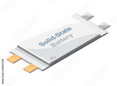 solid state battery cell pack isometric isolated cartoon on white background