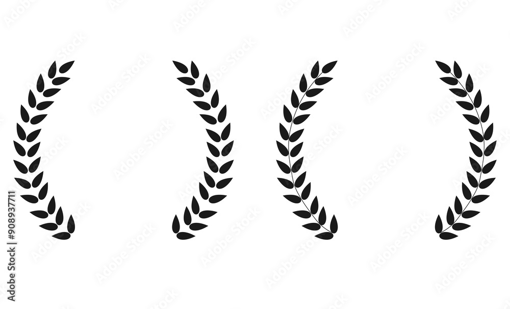 Laurel wreath icon, logo, symbol, sign. Black Leaf. Vector illustration. Laurel wreath icon, logo, symbol, sign. Black Leaf. Vector illustration.